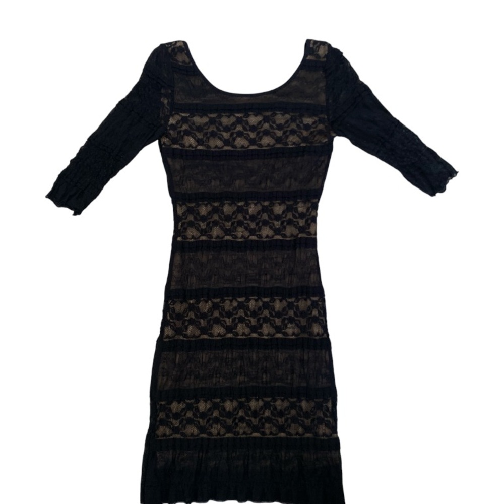 Black Lace Body Con Mini Dress by S.Y.L.K. Size S Party Sexy Fitted Vegas